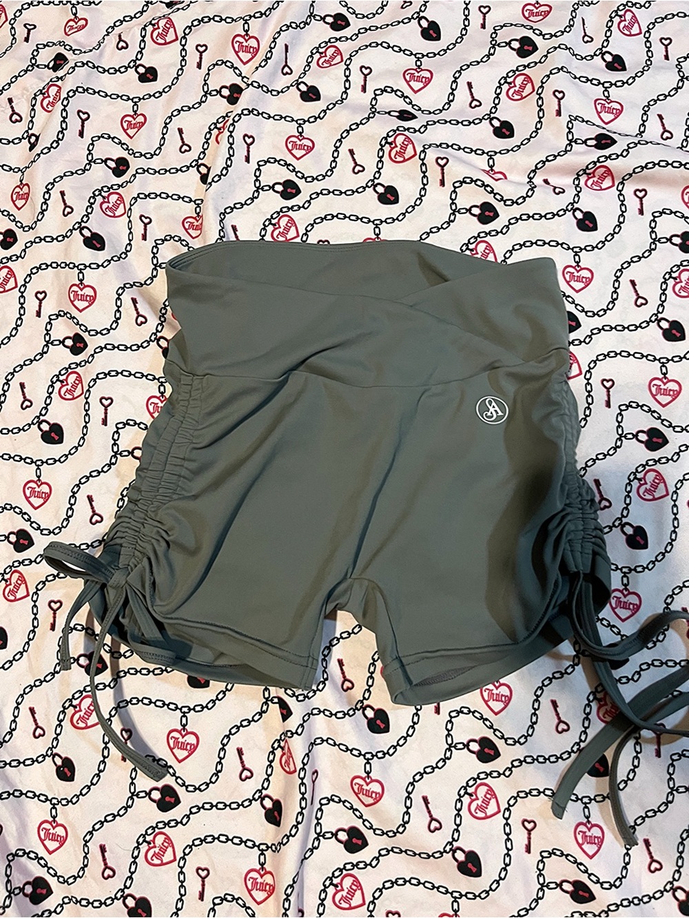 High-Waist Gray Women's Drawstring Athletic Shorts